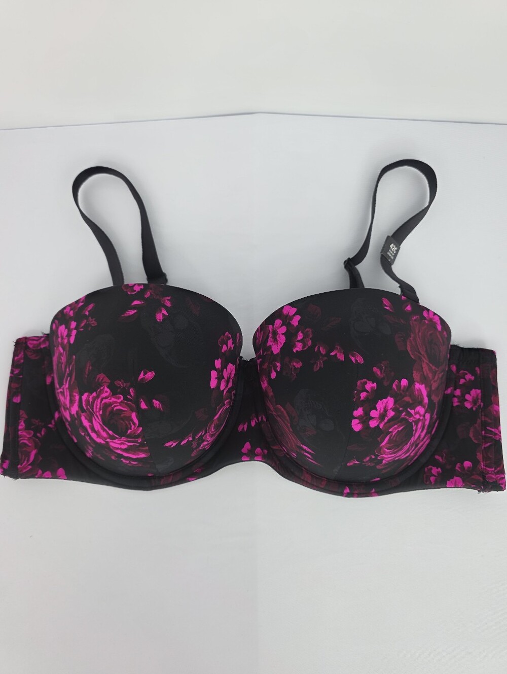 Torrid Curve 42C Push-Up Strapless Bra Black Pink Floral Convertible